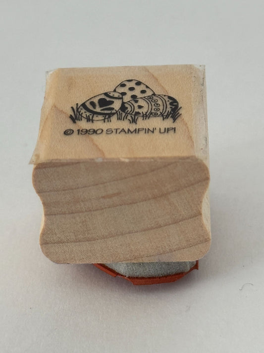 Stampin Up Rubber Stamp Easter Eggs Grass Spring Card Making Egg Wood Mounted