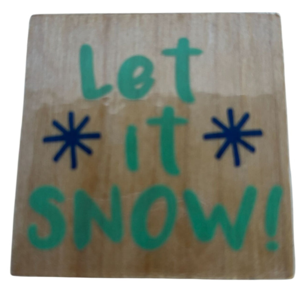 Let It Snow Rubber Stamp Winter Christmas Sentiment Snowflakes Card Making Craft