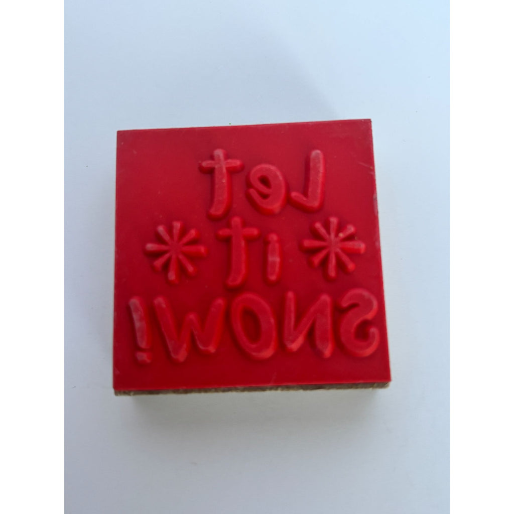 Let It Snow Rubber Stamp Winter Christmas Sentiment Snowflakes Card Making Craft