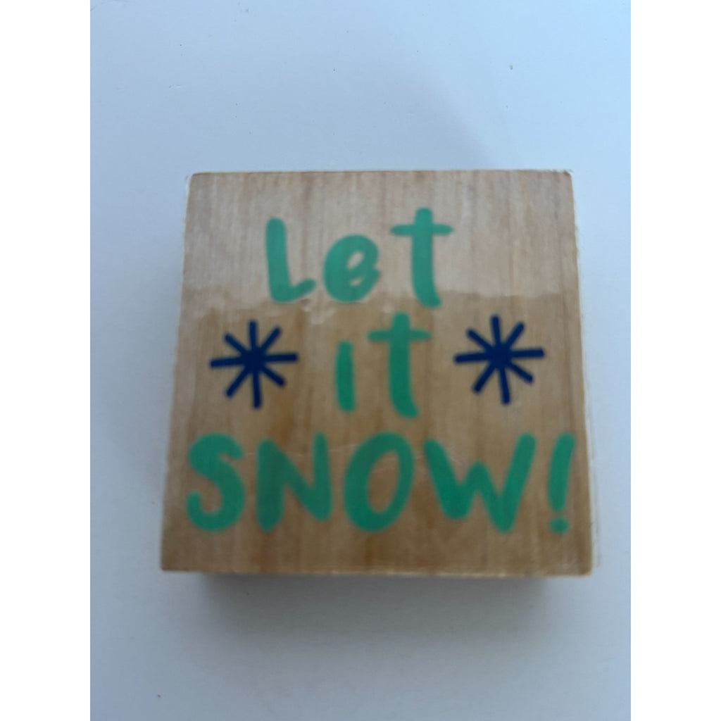 Let It Snow Rubber Stamp Winter Christmas Sentiment Snowflakes Card Making Craft