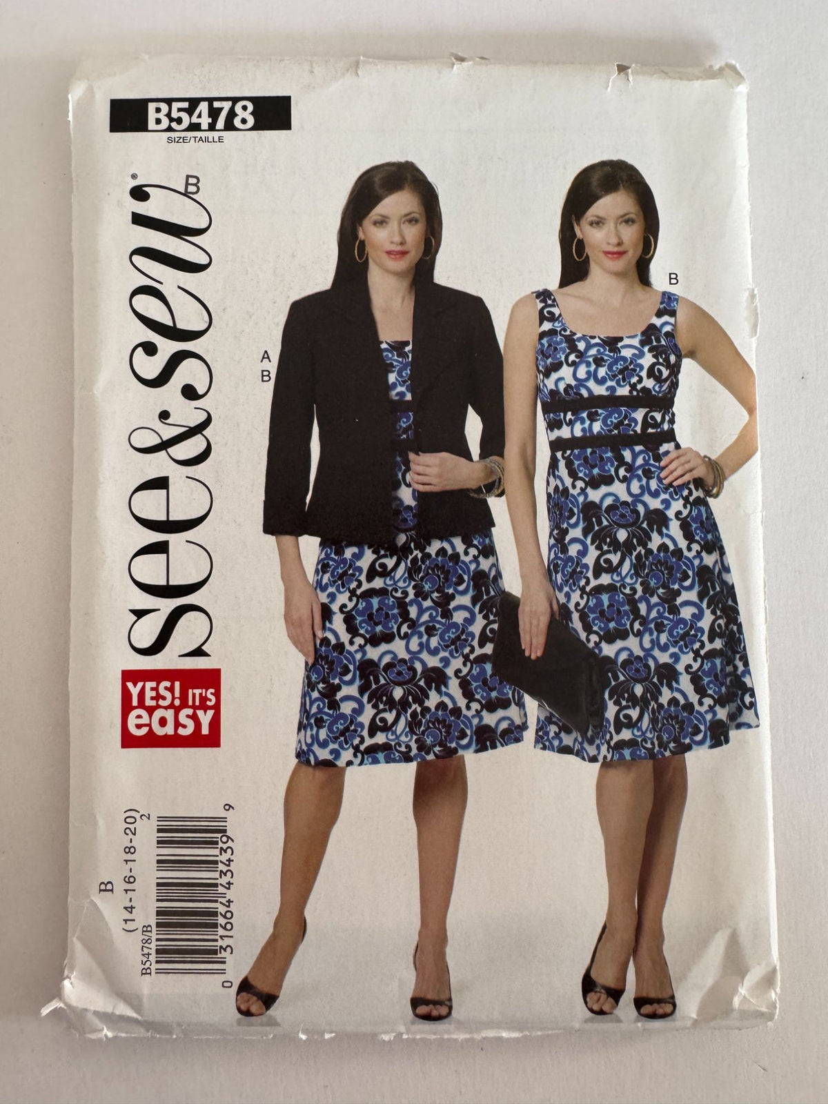 Butterick Sewing Pattern B5478 Dress Jacket Modern Office Chic Sizes 14–20 Uncut