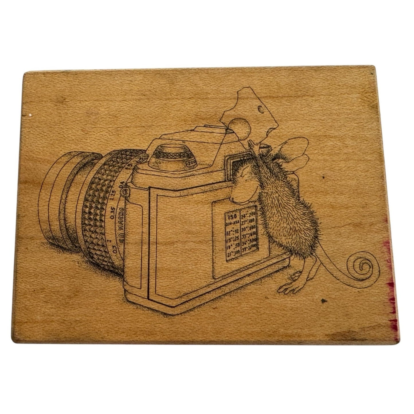 Stampa Rosa Wood Rubber Stamp House Mouse Say Cheese Maxwell Camera Funny Humor