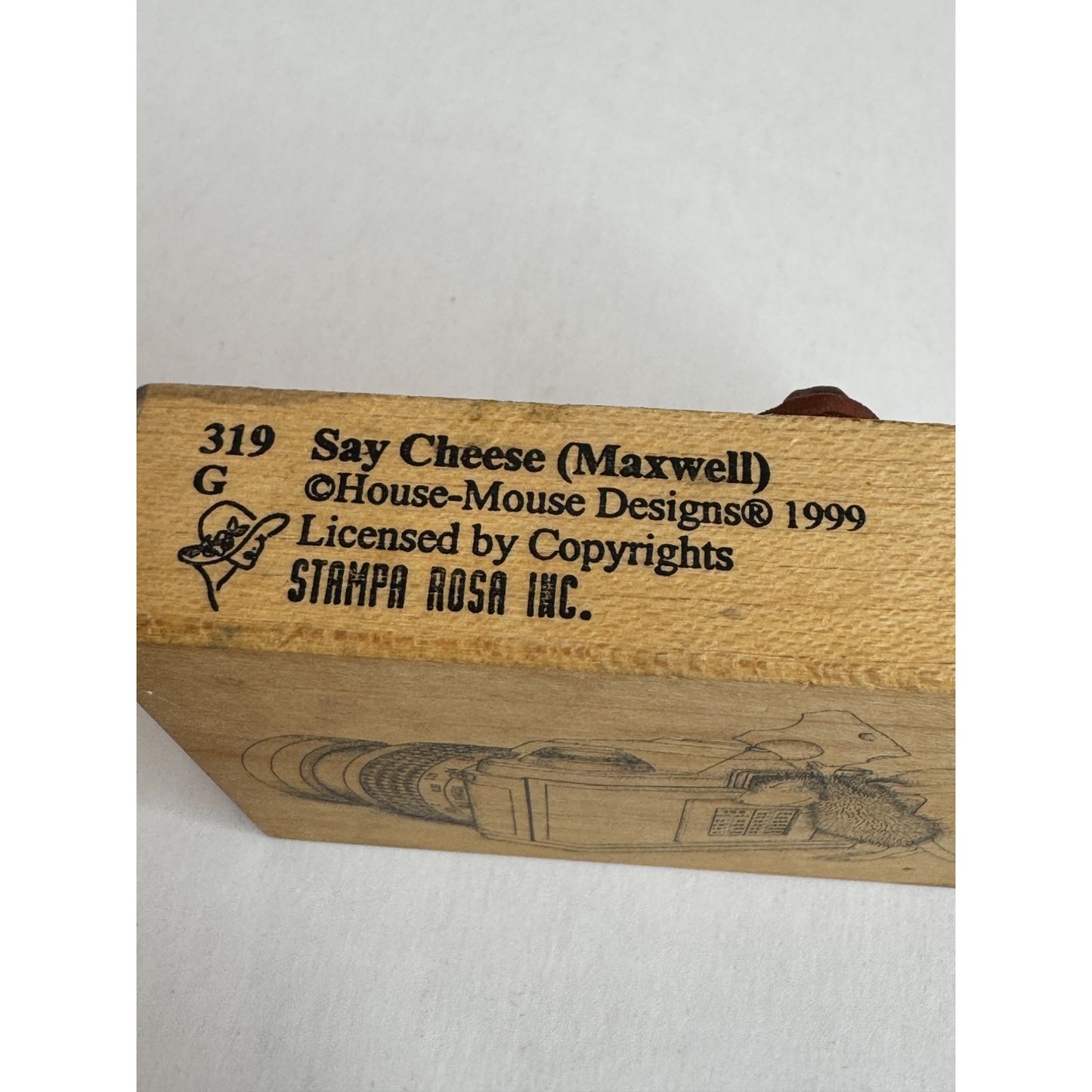 Stampa Rosa Wood Rubber Stamp House Mouse Say Cheese Maxwell Camera Funny Humor