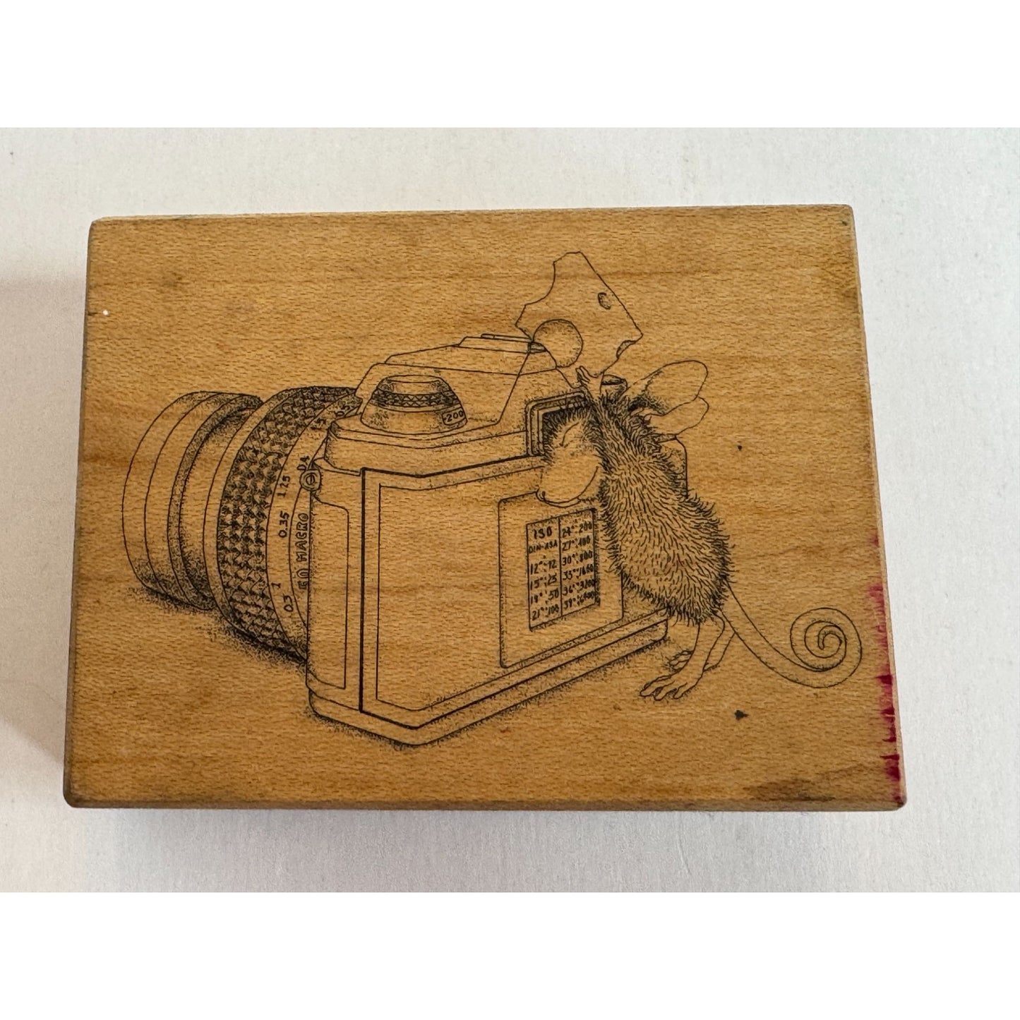Stampa Rosa Wood Rubber Stamp House Mouse Say Cheese Maxwell Camera Funny Humor
