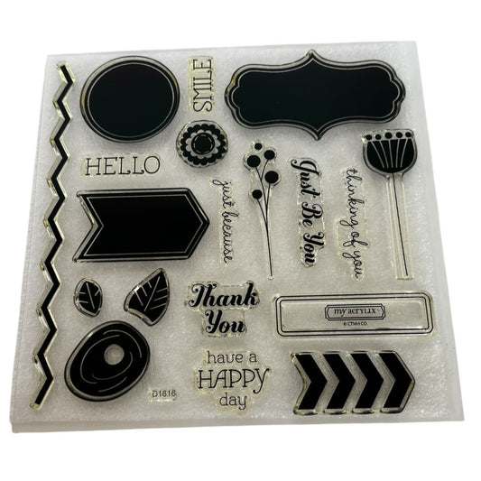 CTMH My Acrylix Acrylic Stamp Set Have a Happy Day Just be You Thank You Words