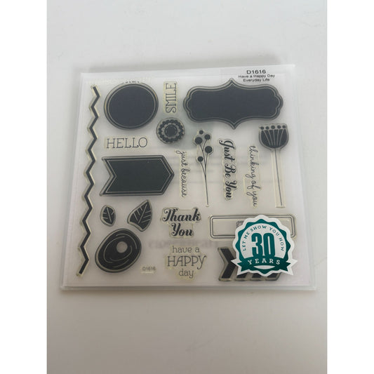 CTMH My Acrylix Acrylic Stamp Set Have a Happy Day Just be You Thank You Words