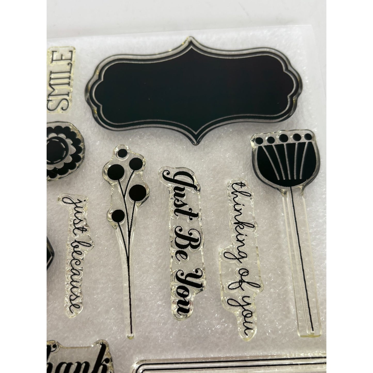 CTMH My Acrylix Acrylic Stamp Set Have a Happy Day Just be You Thank You Words
