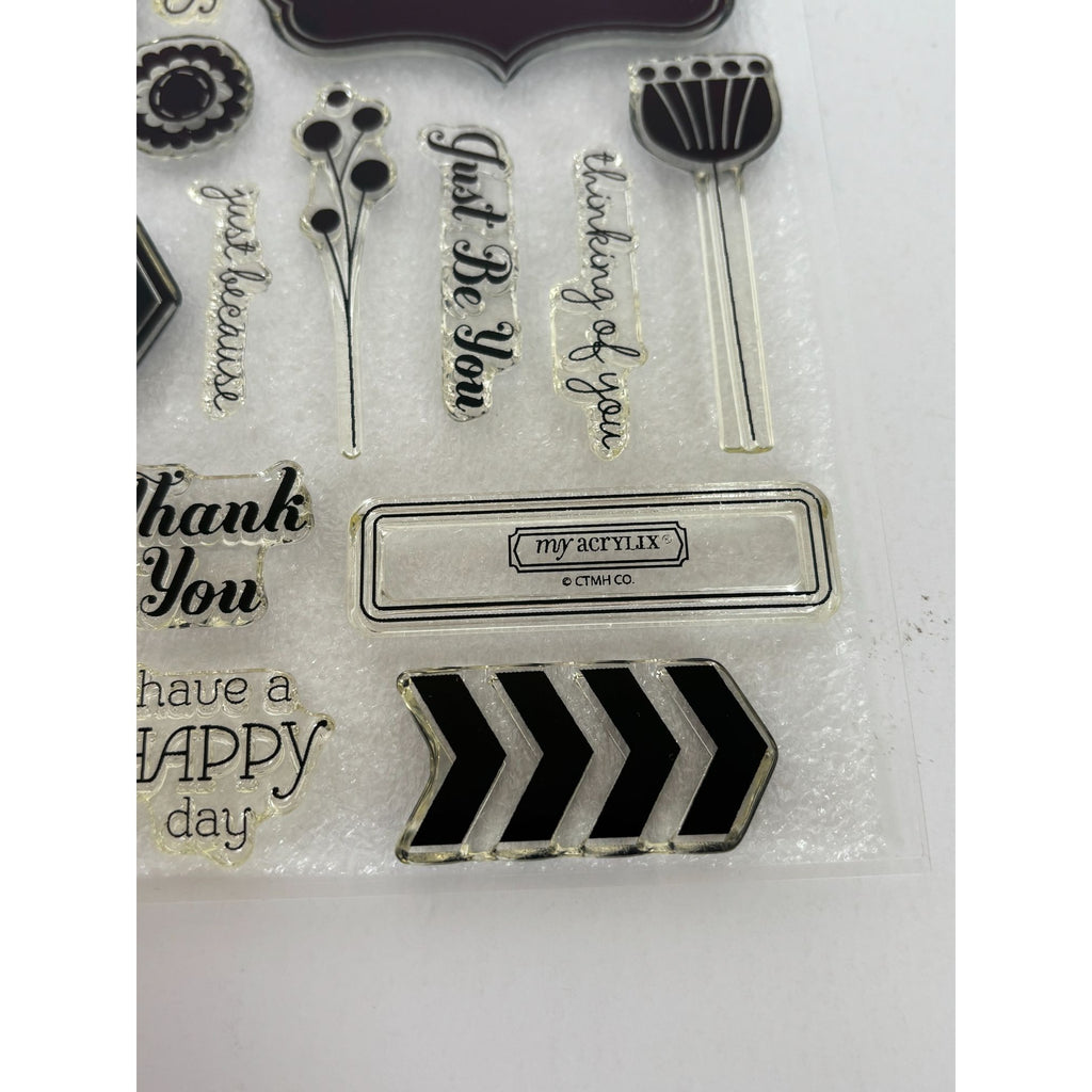 CTMH My Acrylix Acrylic Stamp Set Have a Happy Day Just be You Thank You Words