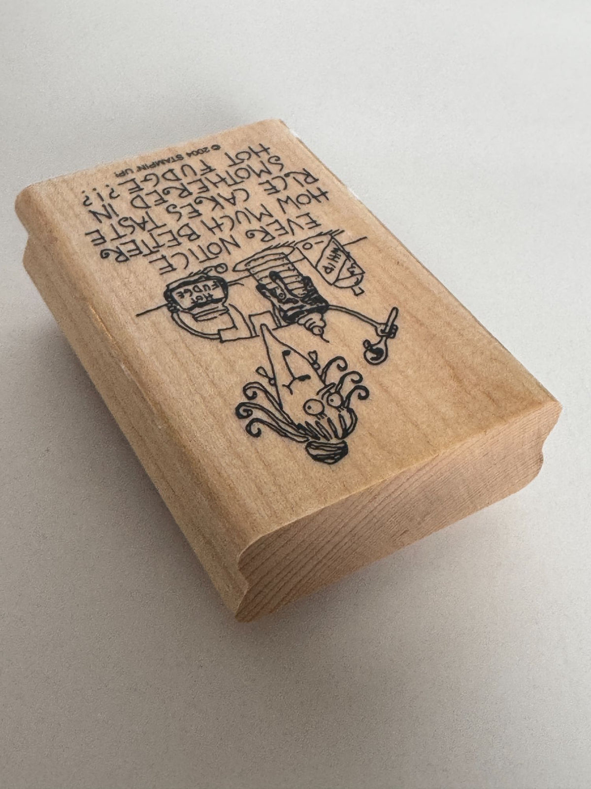 Stampin Up Rubber Stamp Funny Diet Rice Cakes Smothered in Hot Fudge Food Humor