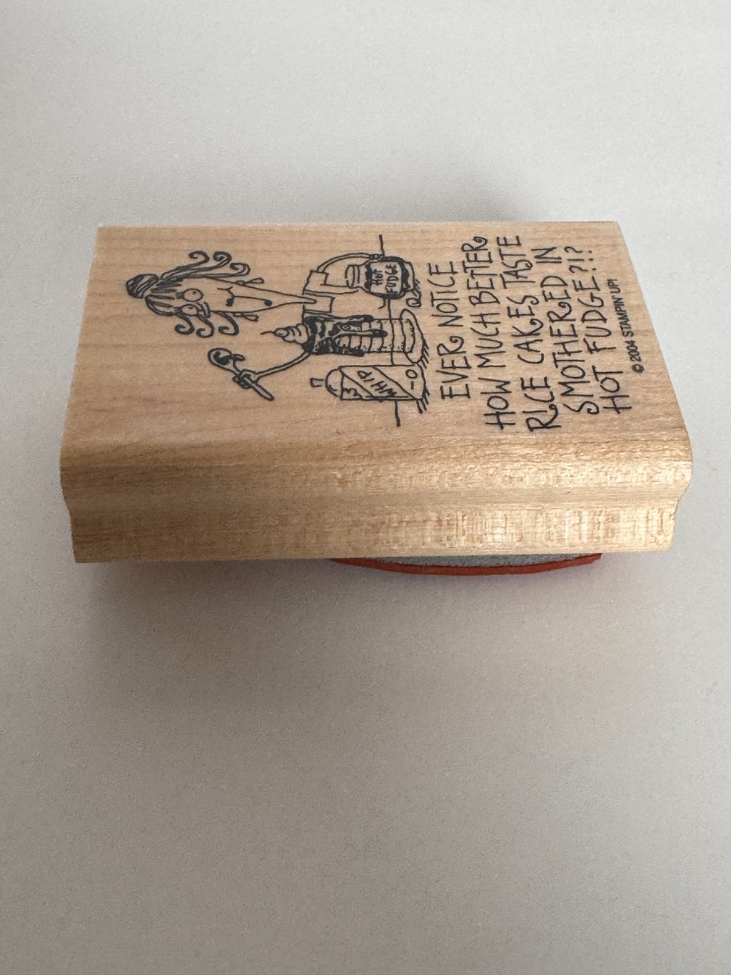 Stampin Up Rubber Stamp Funny Diet Rice Cakes Smothered in Hot Fudge Food Humor