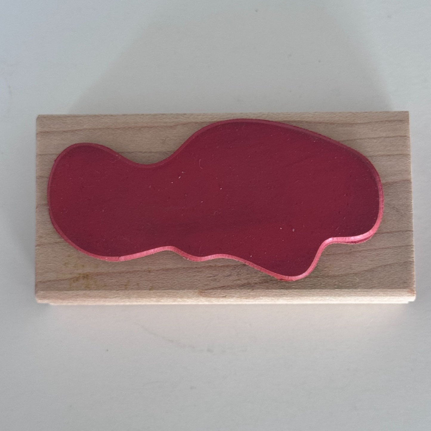 A Stamp In The Hand Abstract Paint Blob Spill Background Lake Scene Maker Craft Wooden