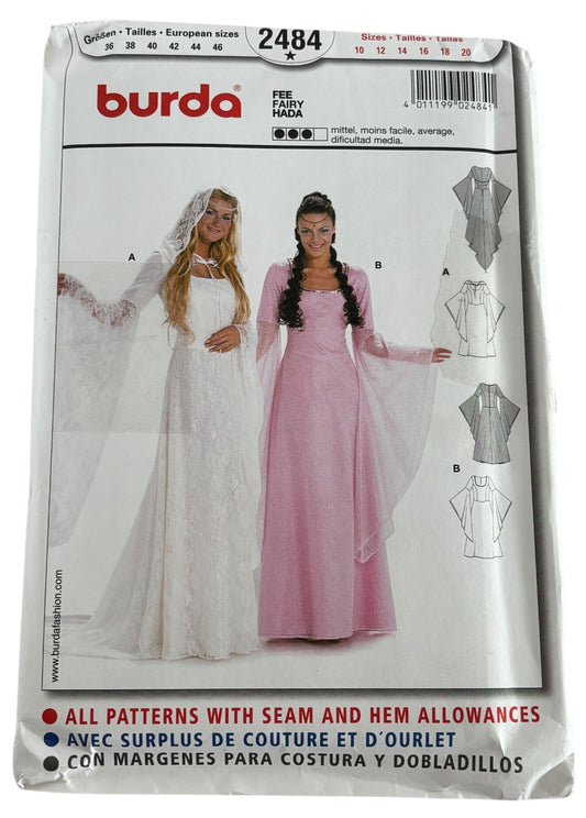 Burda Sewing Pattern 2484 Fairy Gown Dress Renaissance Costume Misses 10-20 UC