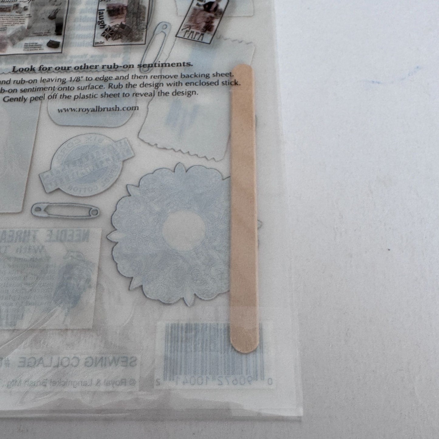 Royal and Langnickel Rub-On Transfers Sewing Collage Scrapbook Embellishments Thread Needles Buttons Cardmaking Craft