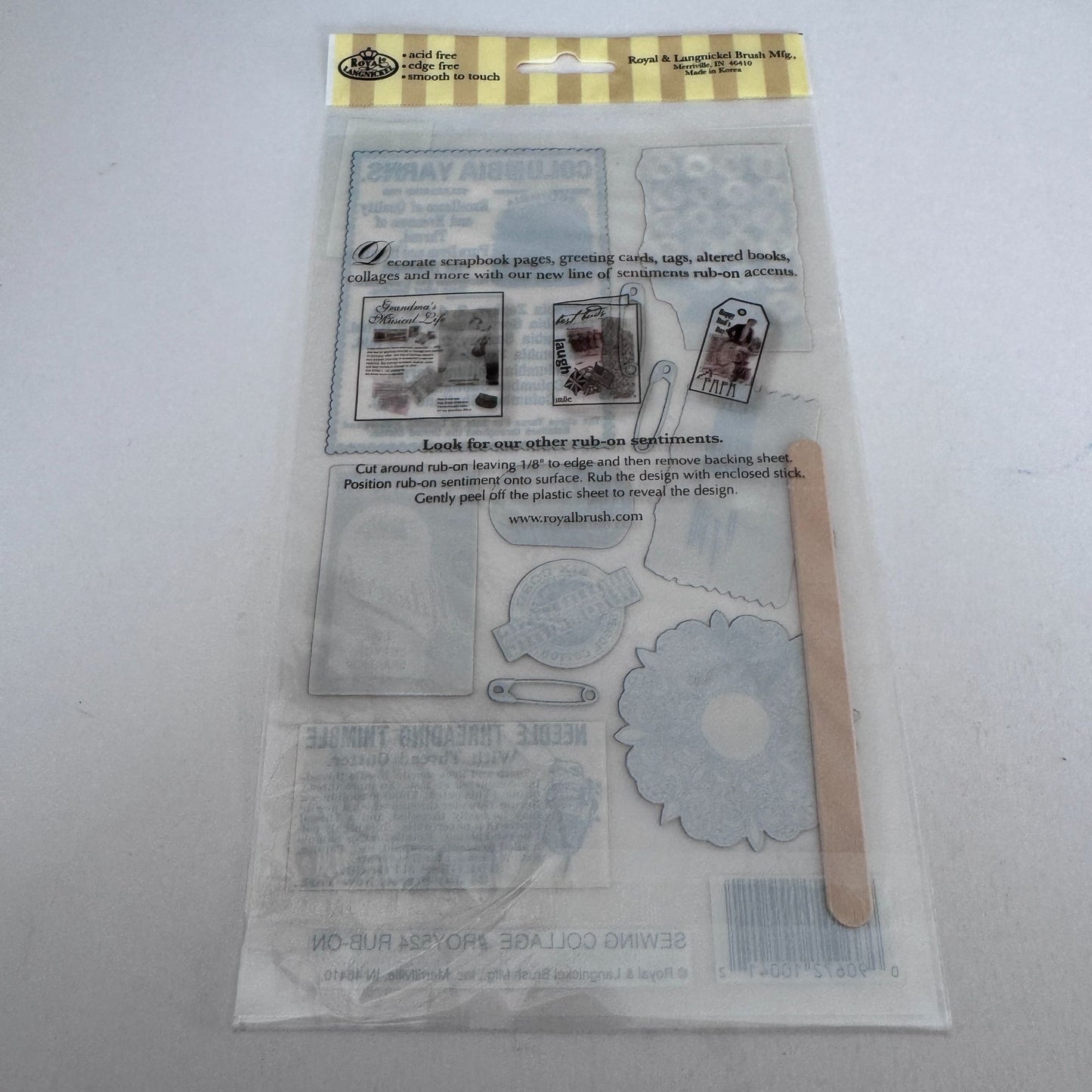 Royal and Langnickel Rub-On Transfers Sewing Collage Scrapbook Embellishments Thread Needles Buttons Cardmaking Craft