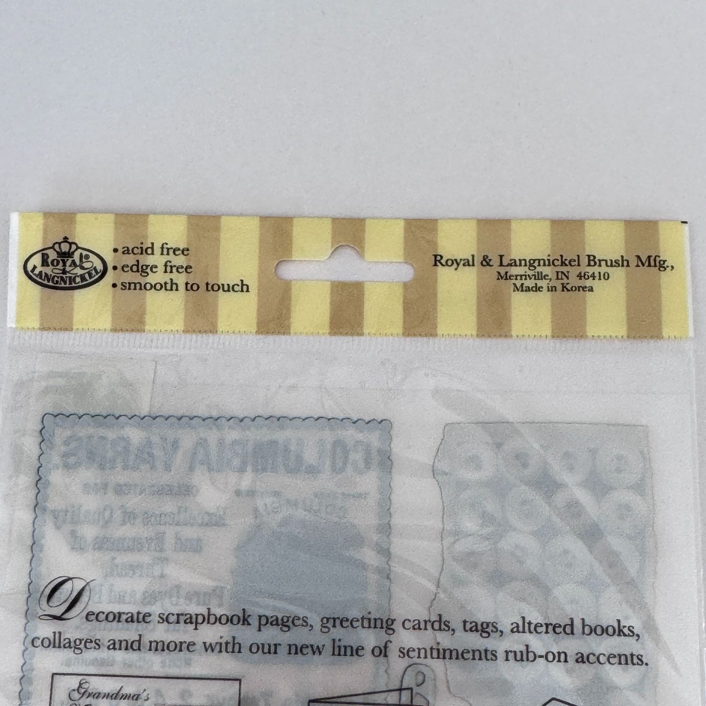Royal and Langnickel Rub-On Transfers Sewing Collage Scrapbook Embellishments Thread Needles Buttons Cardmaking Craft