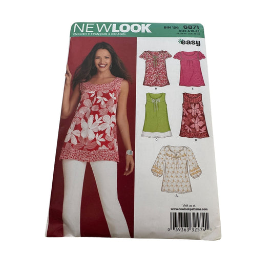 New Look Sewing Pattern 6871 Misses Easy Summer Tops Shirt 10-22 Simplicity UC