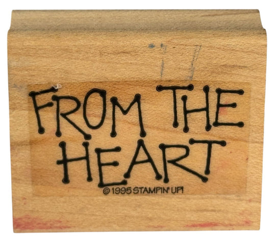Stampin Up Rubber Stamp From The Heart Gift Tag Card Making Words Sentiment Wood