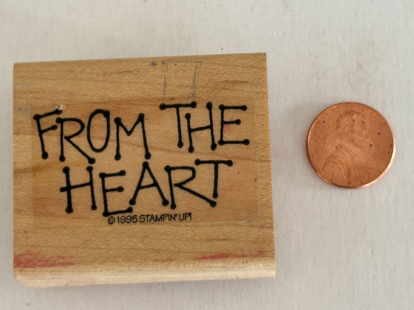 Stampin Up Rubber Stamp From The Heart Gift Tag Card Making Words Sentiment Wood