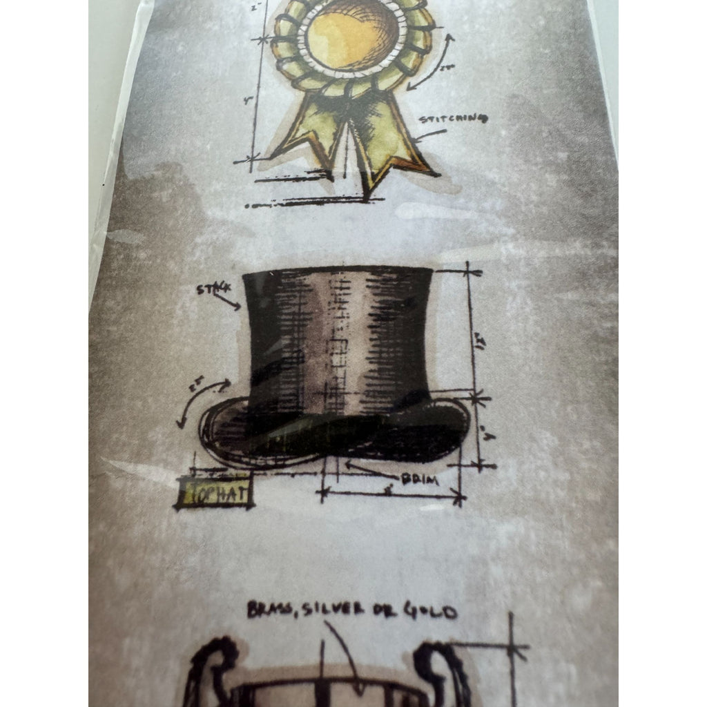 Tim Holtz Stampers Anonymous Cling Stamps High Society Steampunk Top Hat Trophy