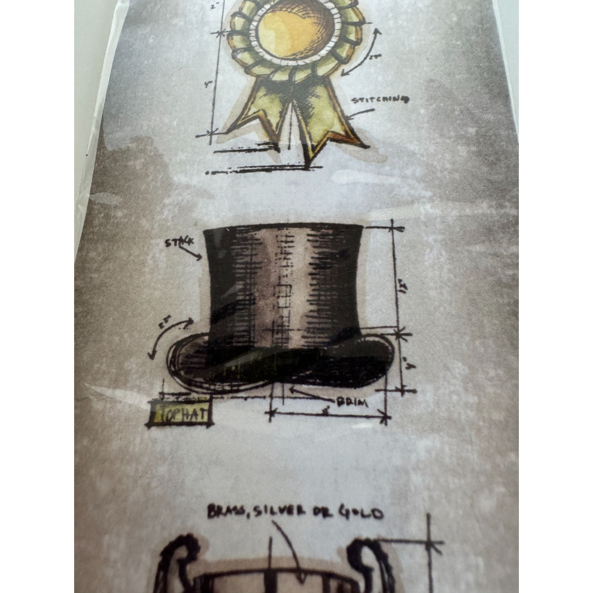 Tim Holtz Stampers Anonymous Cling Stamps High Society Steampunk Top Hat Trophy