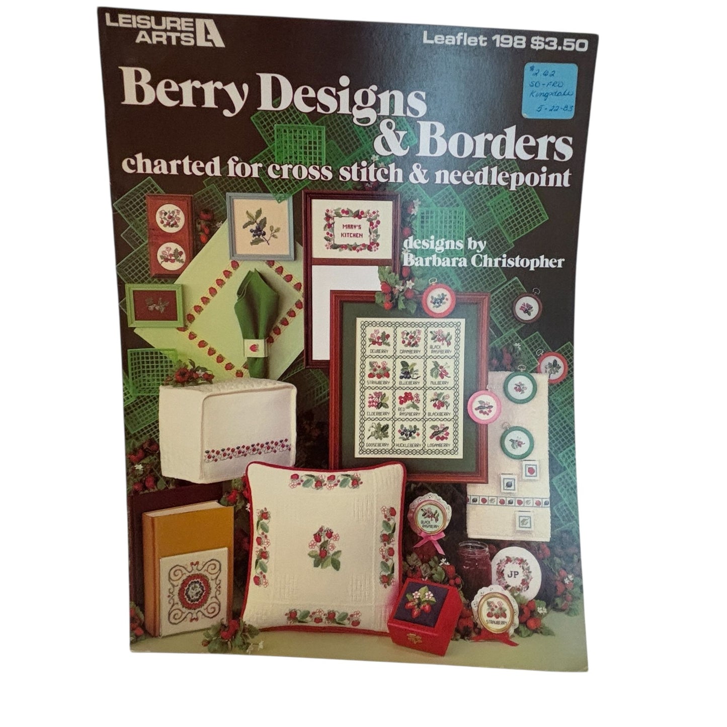 Leisure Arts Cross Stitch Patterns Berry Jelly Jar Tops Canning Strawberry 198