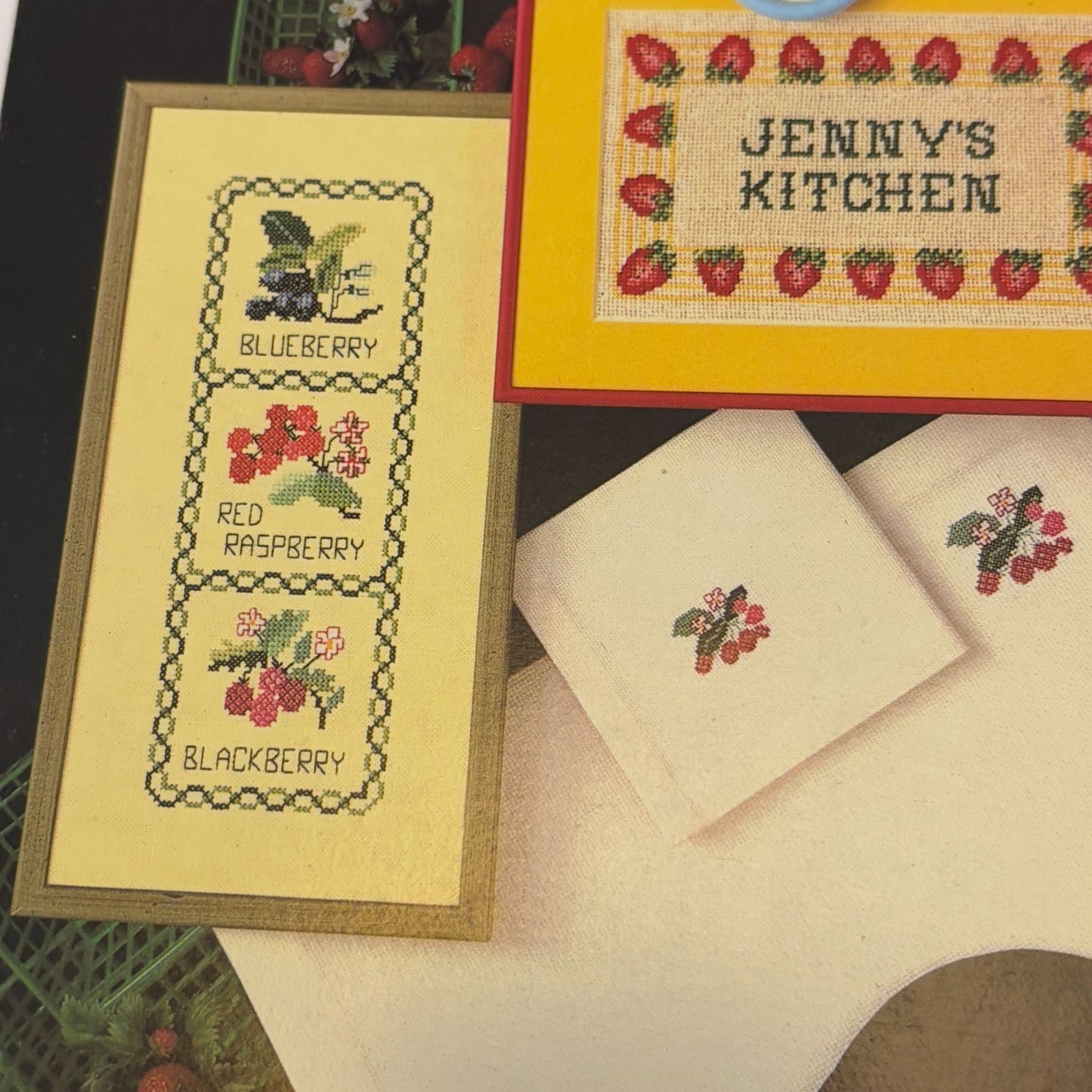 Leisure Arts Cross Stitch Patterns Berry Jelly Jar Tops Canning Strawberry 198