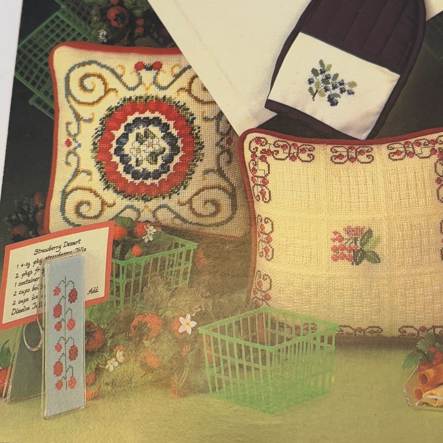 Leisure Arts Cross Stitch Patterns Berry Jelly Jar Tops Canning Strawberry 198