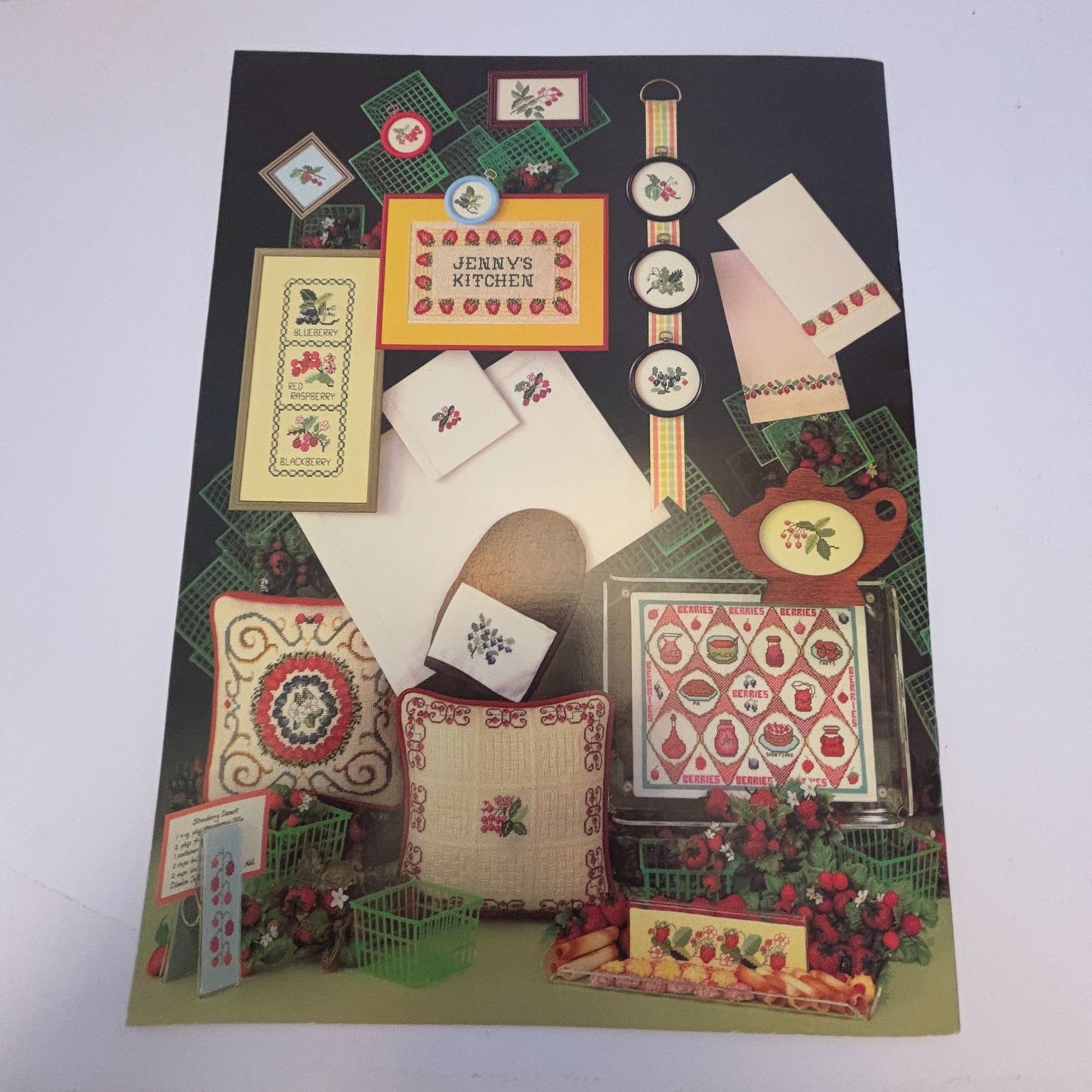 Leisure Arts Cross Stitch Patterns Berry Jelly Jar Tops Canning Strawberry 198