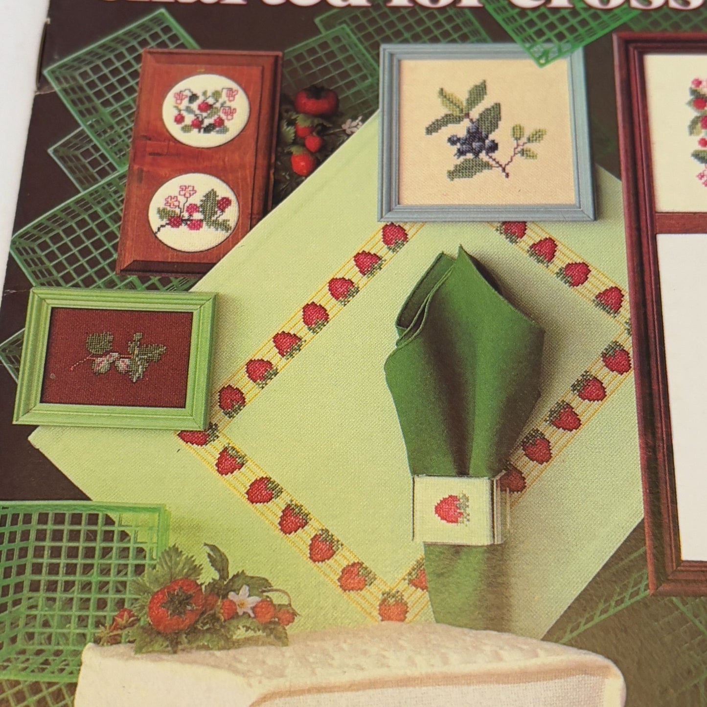 Leisure Arts Cross Stitch Patterns Berry Jelly Jar Tops Canning Strawberry 198