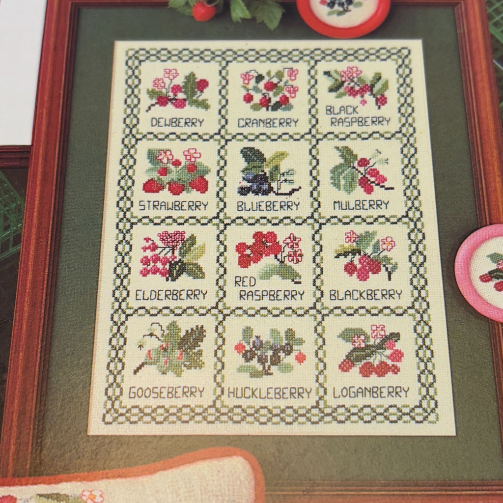 Leisure Arts Cross Stitch Patterns Berry Jelly Jar Tops Canning Strawberry 198