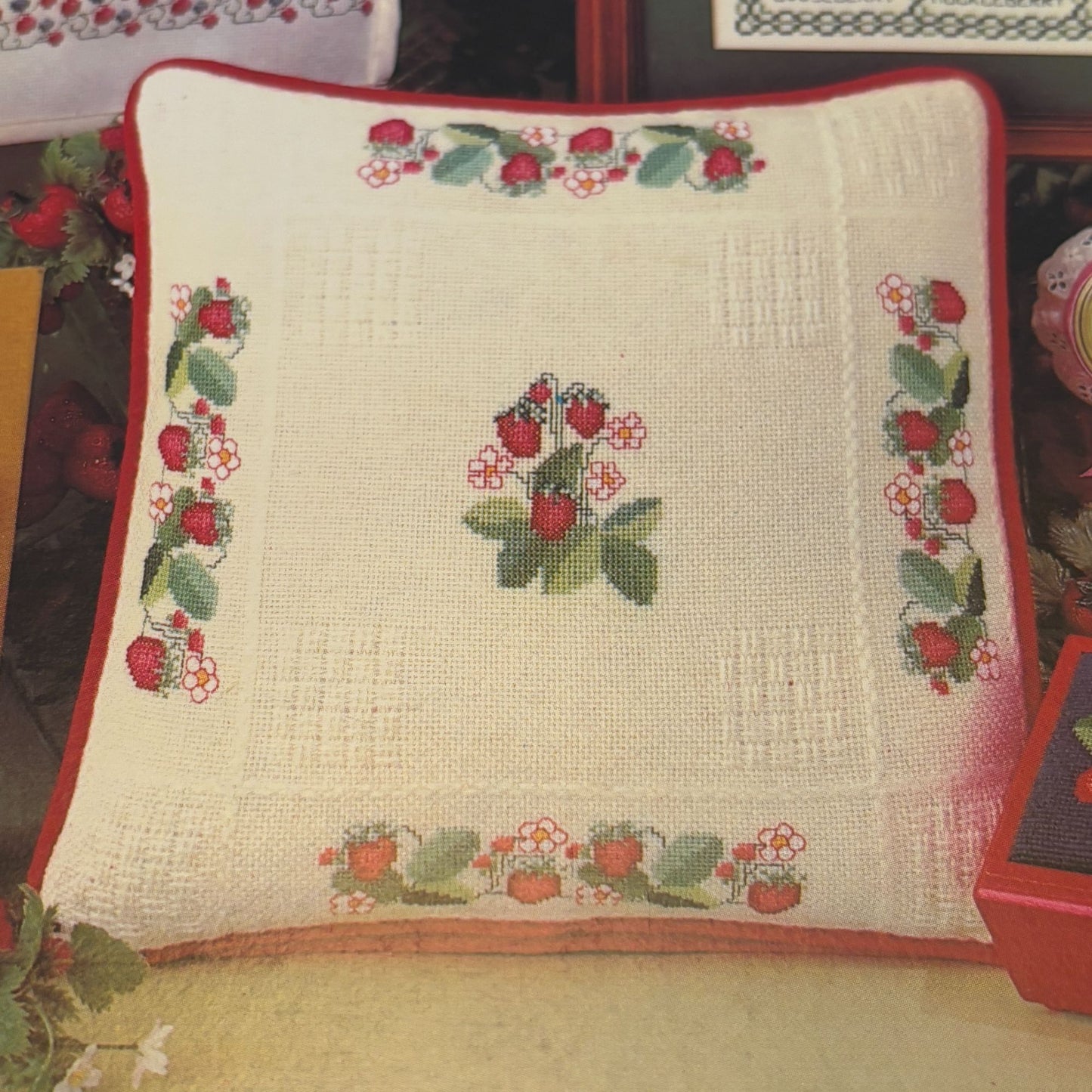 Leisure Arts Cross Stitch Patterns Berry Jelly Jar Tops Canning Strawberry 198