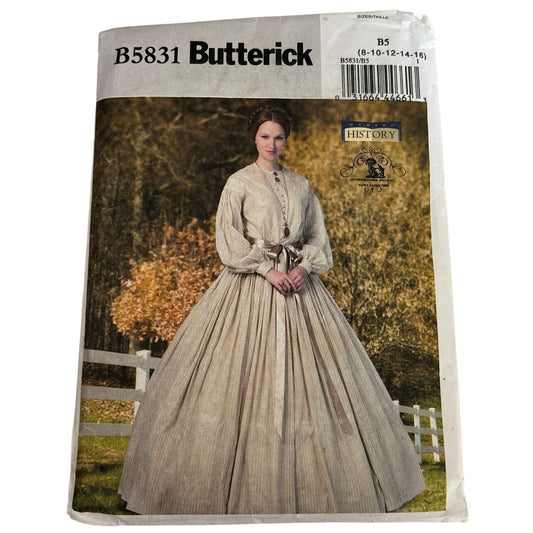 Butterick Sewing Pattern B5831 Civil War Dress Costume Hoop Skirt 8-16 Uncut Petticoat