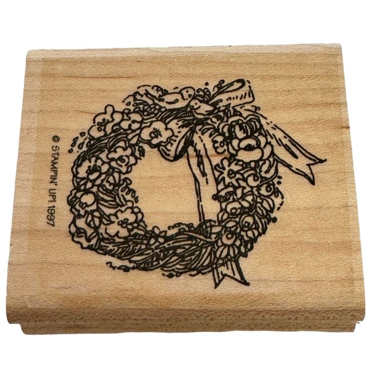 Stampin Up Rubber Stamp Floral Wreath with Love Birds and Bow Anniversary Love