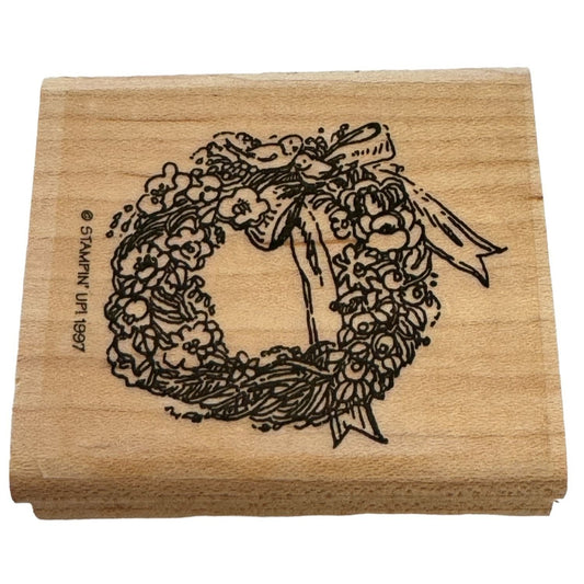 Stampin Up Rubber Stamp Floral Wreath with Love Birds and Bow Anniversary Love
