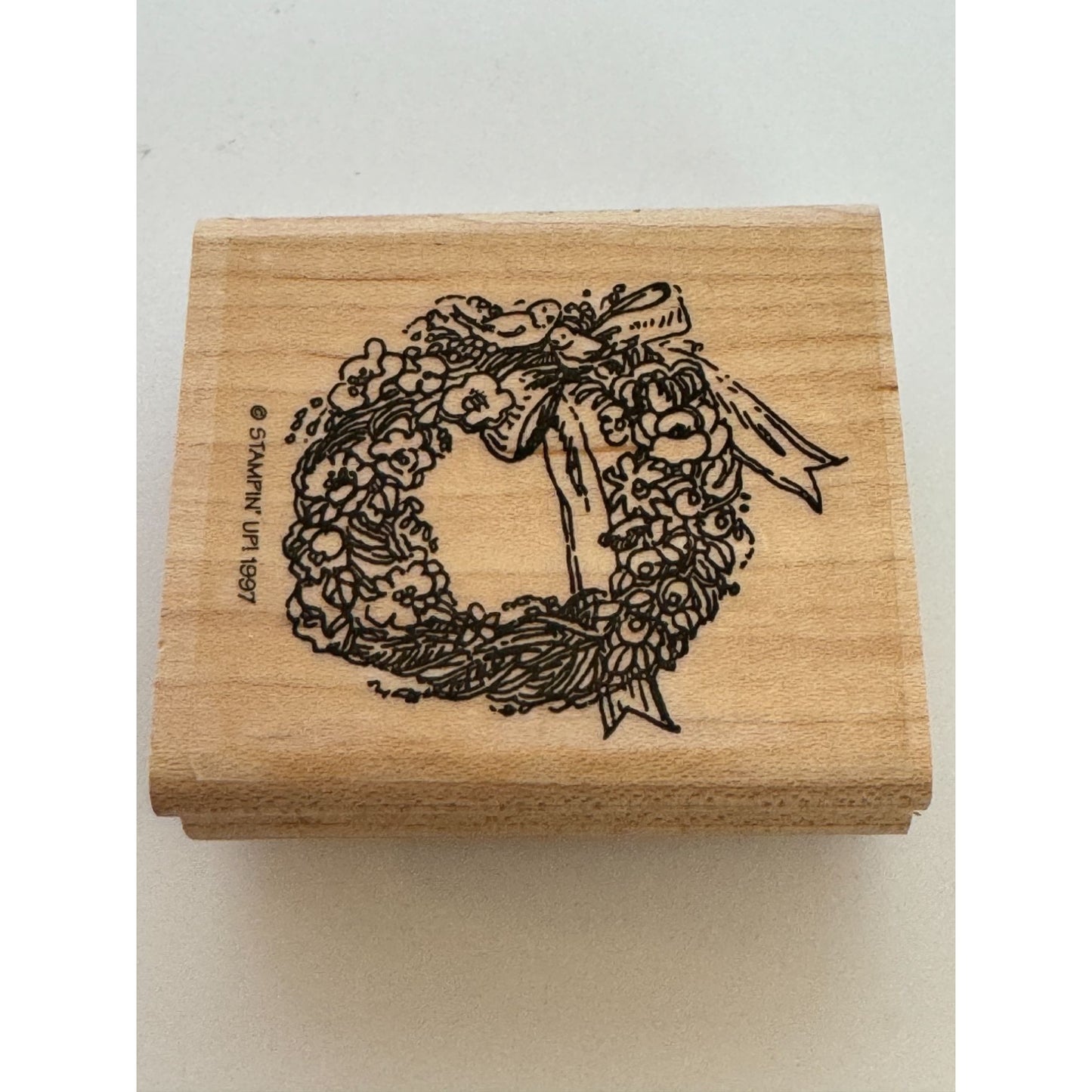 Stampin Up Rubber Stamp Floral Wreath with Love Birds and Bow Anniversary Love