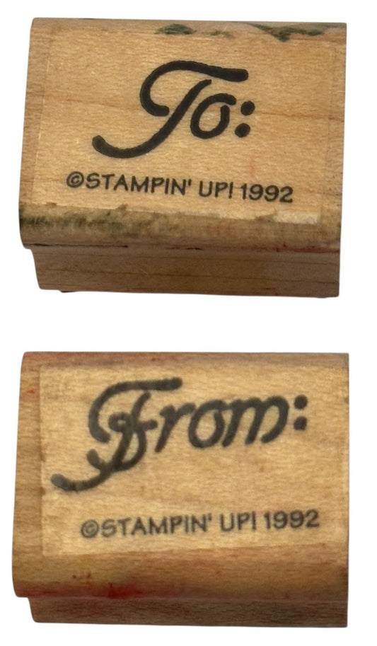 Stampin Up Rubber Stamps To and From Christmas Gift Tag Card Making Holiday Word