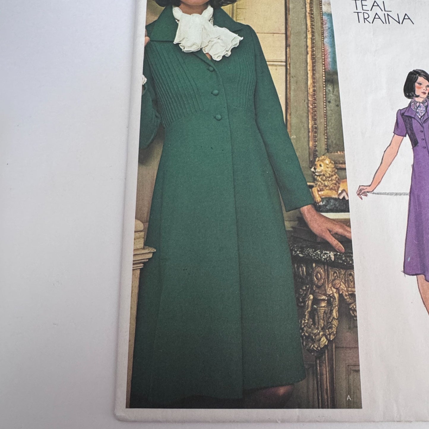 Vogue Americana Sewing Pattern 1186 Teal Traina Coat Dress 1970s A-Line Size 10 Uncut