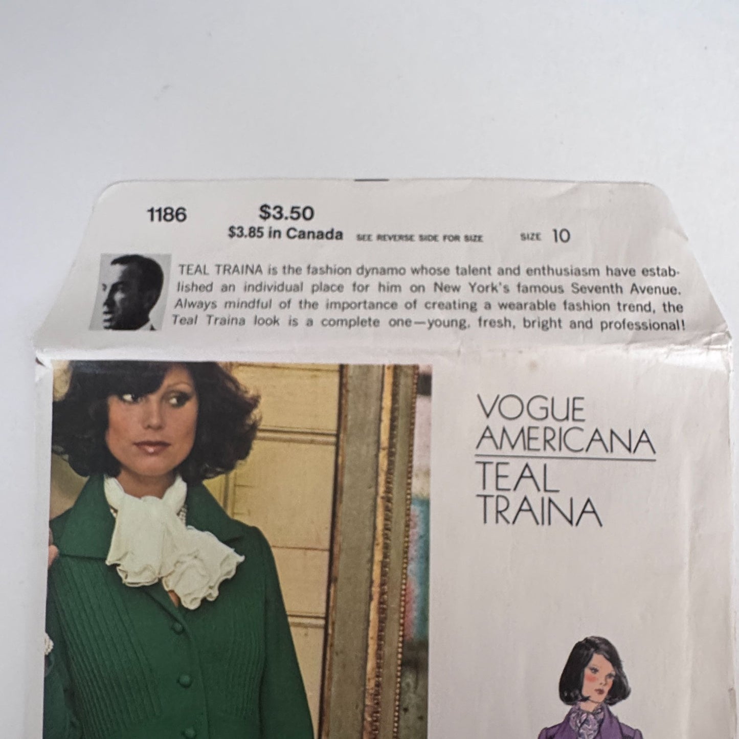Vogue Americana Sewing Pattern 1186 Teal Traina Coat Dress 1970s A-Line Size 10 Uncut
