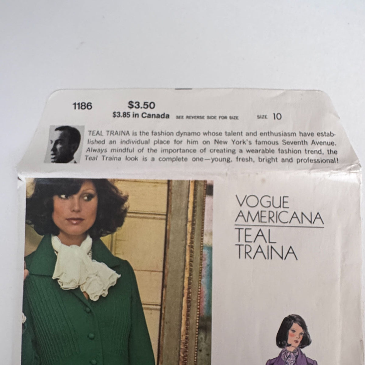 Vogue Americana Sewing Pattern 1186 Teal Traina Coat Dress 1970s A-Line Size 10 Uncut