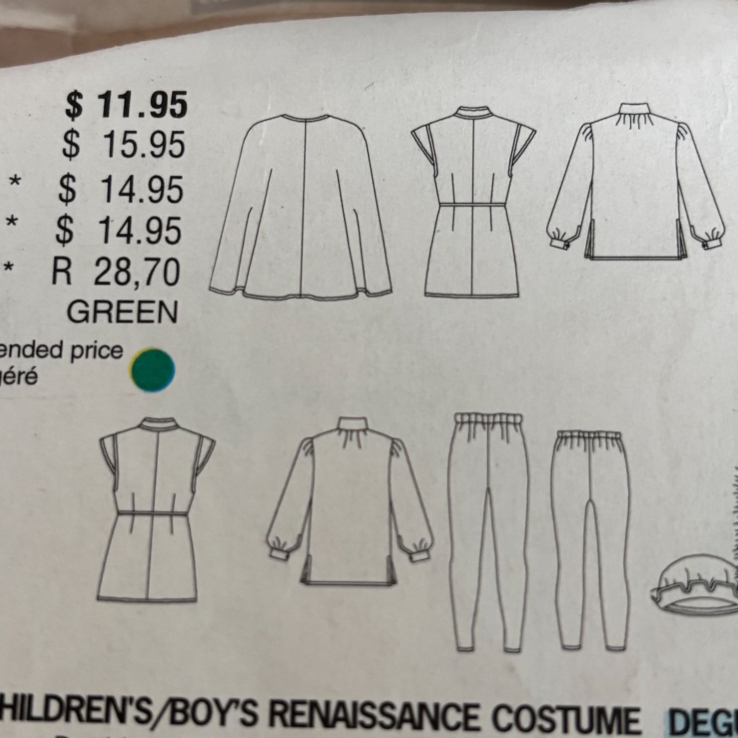 Butterick Sewing Pattern 5656 Mens Renaissance Costume Cape Doublet Shirt 30-48 Uncut Halloween
