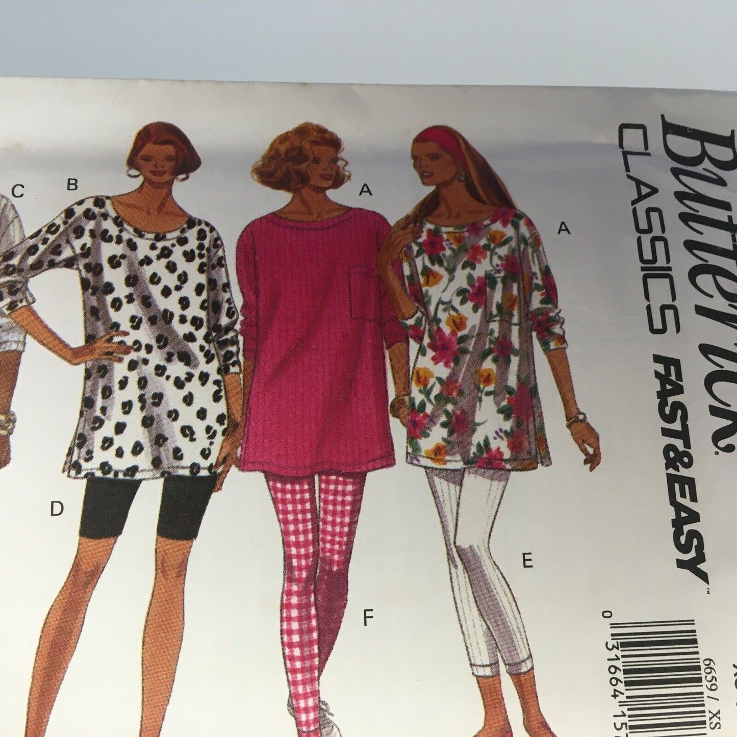 Butterick Sewing Pattern 6659 Oversized Tunic Top Leggings 90s Uncut XS S M 6-14