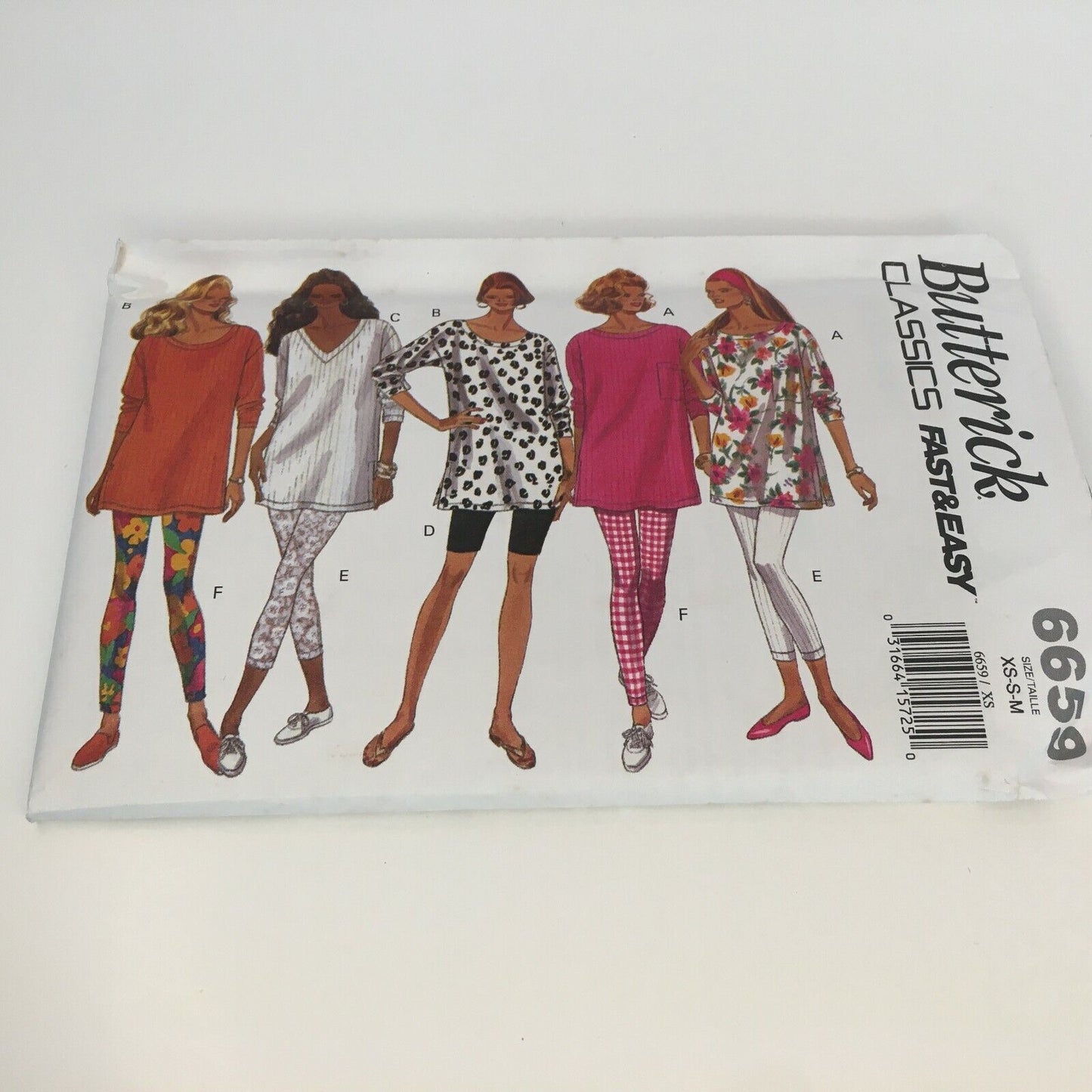 Butterick Sewing Pattern 6659 Oversized Tunic Top Leggings 90s Uncut XS S M 6-14