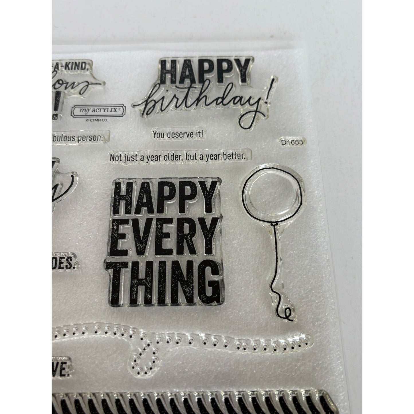 CTMH My Acrylix Acrylic Stamp Set Happy Everything Operation Smile Balloon Bee