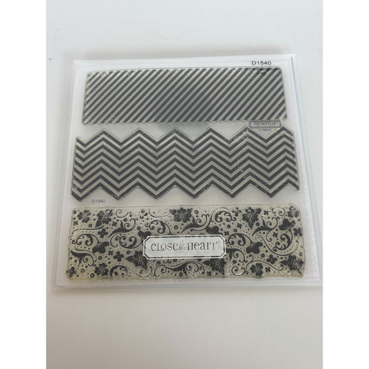 CTMH My Acrylix Acrylic Stamp Set In the Background Flair Chevron Stripes Floral