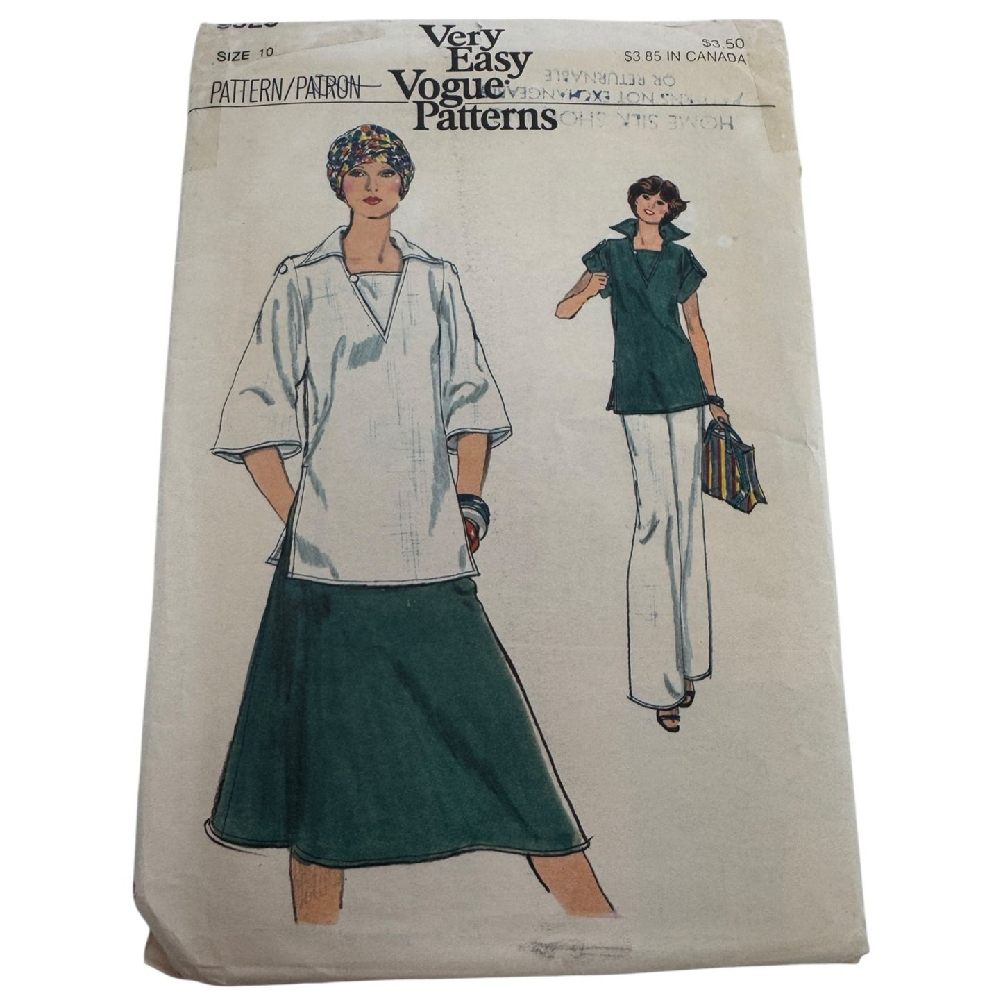 Vogue Sewing Pattern 9529 Misses Top Straight Pants A-Line Skirt Size 10 Uncut