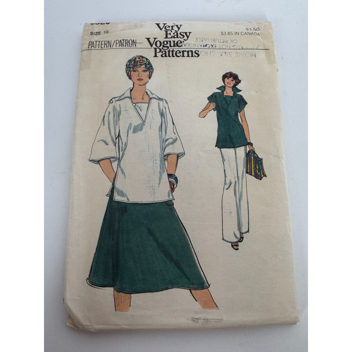 Vogue Sewing Pattern 9529 Misses Top Straight Pants A-Line Skirt Size 10 Uncut