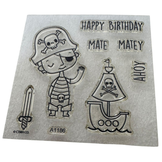 CTMH My Acrylix Acrylic Stamp Set A1186 Pirate Birthday Card Making Ahoy Matey