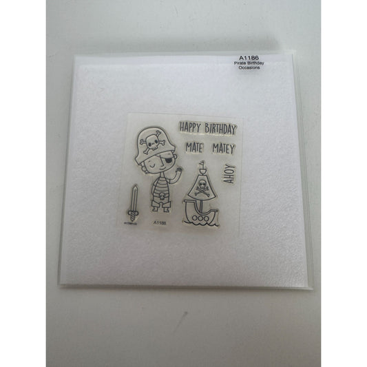 CTMH My Acrylix Acrylic Stamp Set A1186 Pirate Birthday Card Making Ahoy Matey