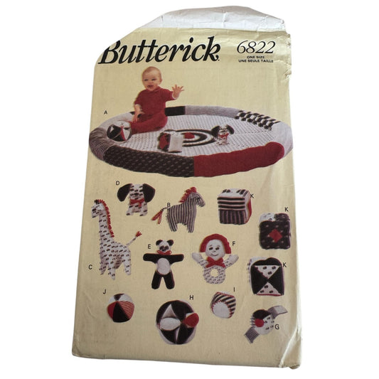 Butterick 6822 Baby Toy Sewing Pattern Quilted Playmat Educational Soft Toys Uncut