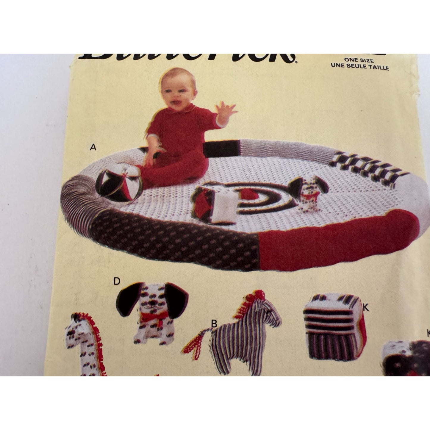 Butterick 6822 Baby Toy Sewing Pattern Quilted Playmat Educational Soft Toys Uncut